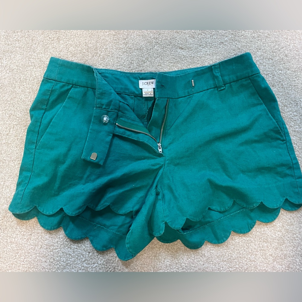 J. Crew Green Scalloped Shorts | size 8